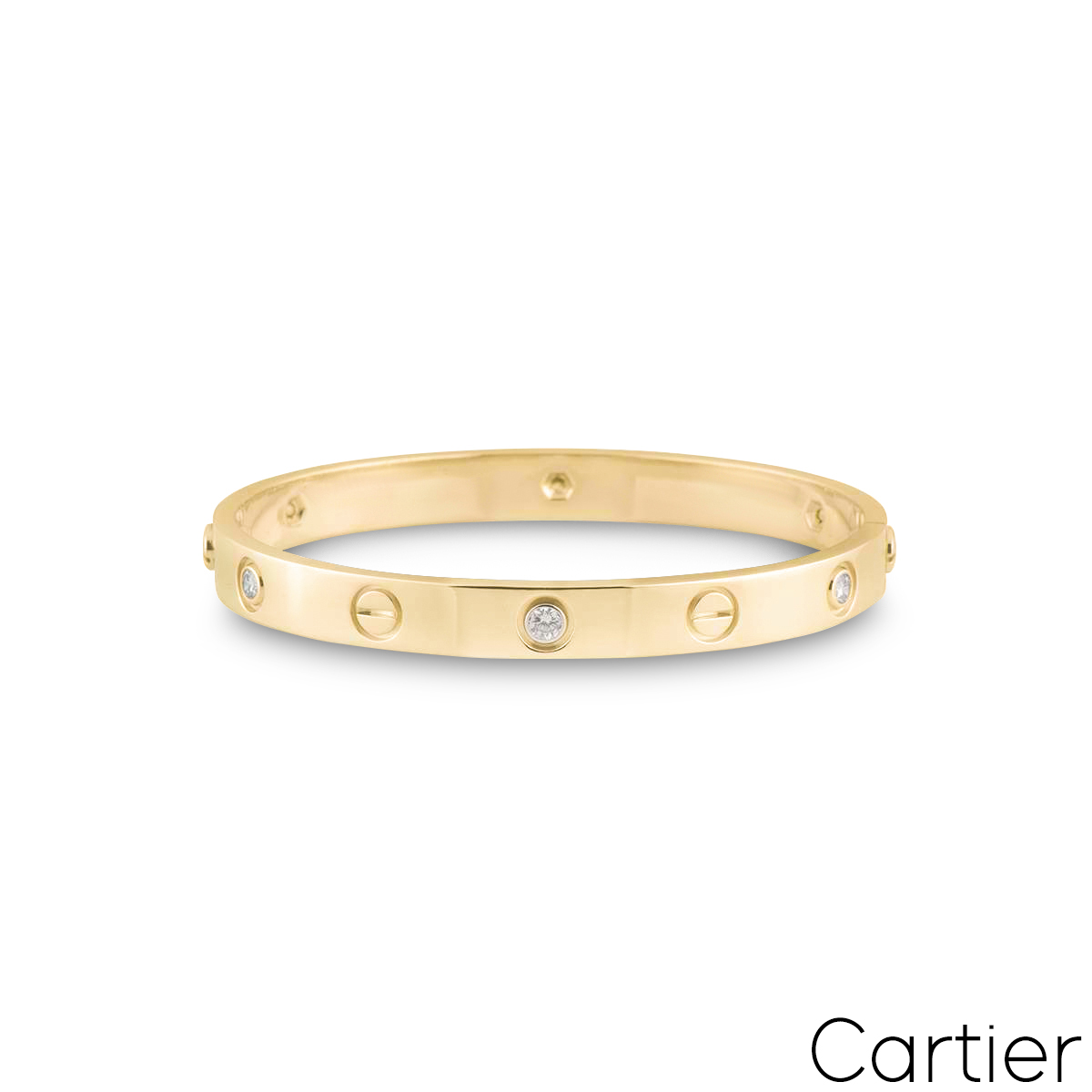 Cartier Yellow Gold Half Diamond Love Bracelet Size 18 B6035918